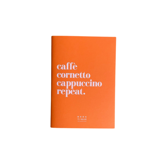 Taccuino Caffè Cornetto Cappuccino Repeat arancione