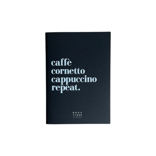 Taccuino Caffè Cornetto Cappuccino Repeat nero
